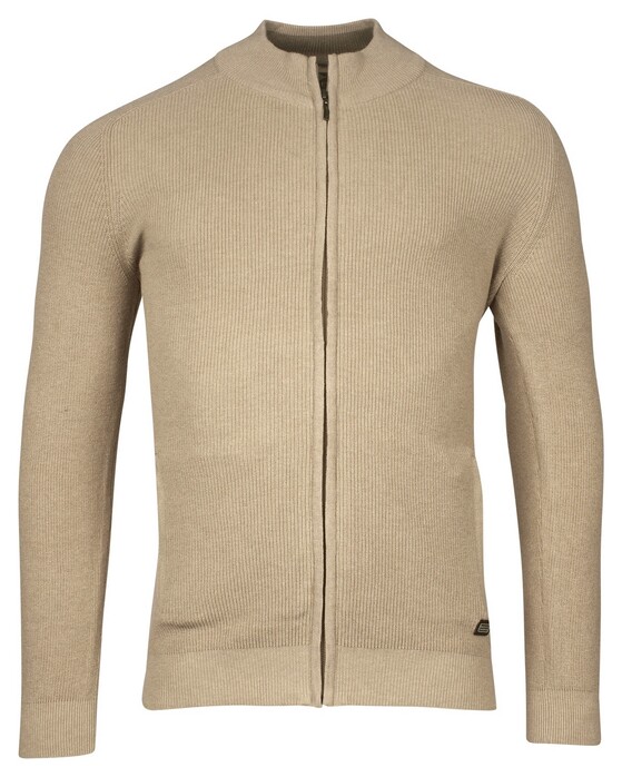 Baileys Uni Color Cardigan Zip Allover Rib Knit Vest Beige