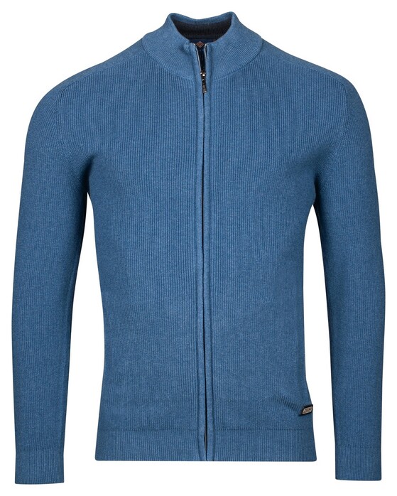 Baileys Uni Color Cardigan Zip Allover Rib Knit Vest Delft Blue