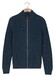 Baileys Uni Color Cotton Fullzip Allover Structure Knit Vest Dark Denim Blue