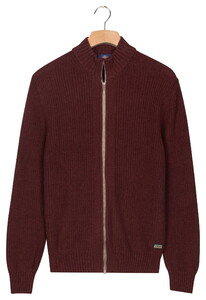 Baileys Uni Color Cotton Fullzip Allover Structure Knit Vest Dark Mauve
