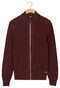 Baileys Uni Color Cotton Fullzip Allover Structure Knit Vest Dark Mauve