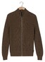 Baileys Uni Color Cotton Fullzip Allover Structure Knit Vest Donker Taupe