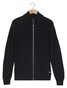 Baileys Uni Color Cotton Fullzip Allover Structure Knit Vest Navy