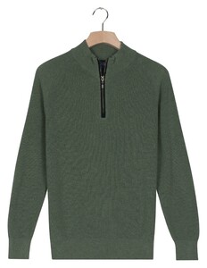 Baileys Uni Color Cotton Half Zip Half Cardigan Knit Trui Dark Forest