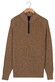 Baileys Uni Color Cotton Half Zip Half Cardigan Knit Trui Taupe