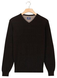 Baileys Uni Color Cotton V-Neck Single Knit Pullover Black