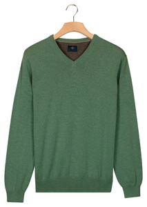 Baileys Uni Color Cotton V-Neck Single Knit Pullover Dark Forest