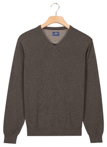 Baileys Uni Color Cotton V-Neck Single Knit Trui Antraciet Melange