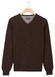 Baileys Uni Color Cotton V-Neck Single Knit Trui Dark Brown
