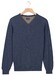 Baileys Uni Color Cotton V-Neck Single Knit Trui Dark Denim Blue