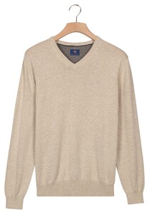 Baileys Uni Color Cotton V-Neck Single Knit Trui Kitt
