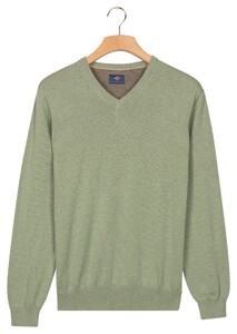Baileys Uni Color Cotton V-Neck Single Knit Trui Misty Green