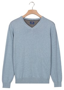 Baileys Uni Color Cotton V-Neck Single Knit Trui Soft Blue