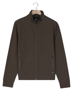 Baileys Uni Color Fine Texture Sweat Cardigan Zip Jacquard Fabric Vest Donker Taupe