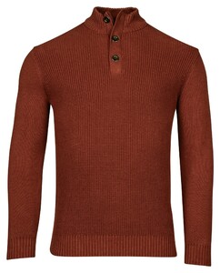 Baileys Uni Color Half Zip Buttons Front Fisherman Rib Tight Knit Pullover Deep Red
