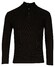Baileys Uni Color Half Zip Buttons Front Fisherman Rib Tight Knit Trui Zwart