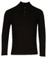 Baileys Uni Color Half Zip Buttons Front Fisherman Rib Tight Knit Trui Zwart