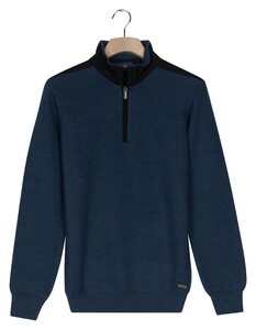 Baileys Uni Color Half Zip Fine Structure Trui Dark Denim Blue