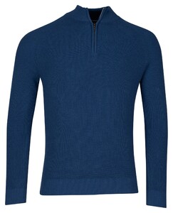 Baileys Uni Color Half Zip Raglan Sleeves Rib Knit Trui Cobalt