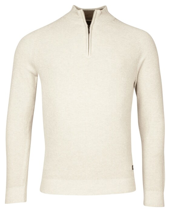 Baileys Uni Color Half Zip Raglan Sleeves Rib Knit Trui Kitt Melange