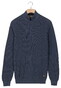 Baileys Uni Color Structure Knit Half Zip Collar Trui Dark Denim Blue