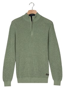 Baileys Uni Color Structure Knit Half Zip Collar Trui Misty Green
