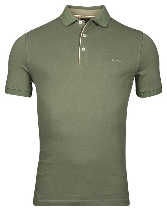 Baileys Uni Color Subtle Contrast Detail Piqué Polo Olijf Groen