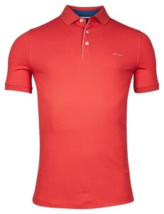 Baileys Uni Color Subtle Contrast Detail Piqué Poloshirt Coral