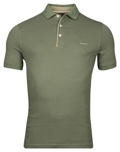 Baileys Uni Color Subtle Contrast Detail Piqué Poloshirt Olive Green
