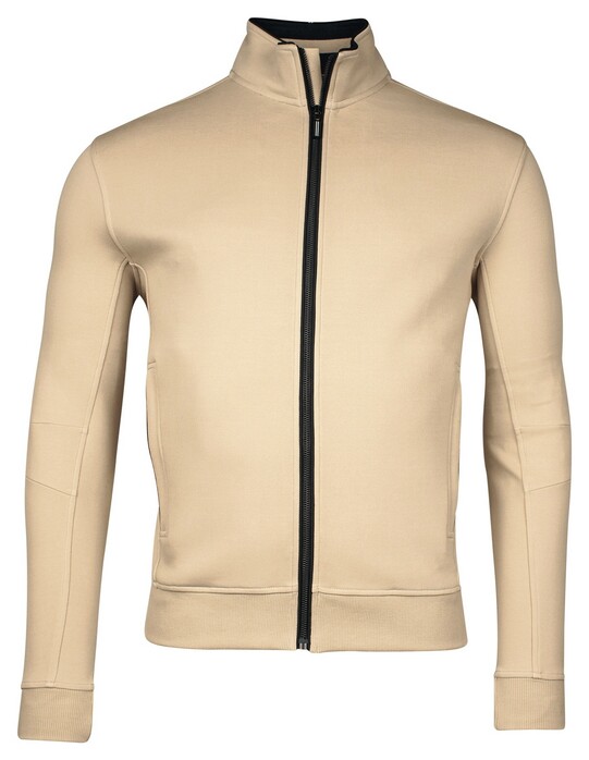 Baileys Uni Color Sweat Cardigan Zip Vest Beige