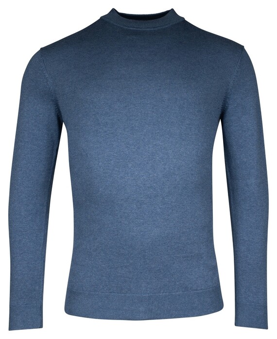 Baileys Uni Color Turtleneck Cotton Single Knit Pullover Denim Blue