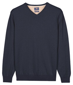 Baileys Uni Color V-Neck Pima Cotton Trui Dark Denim Blue