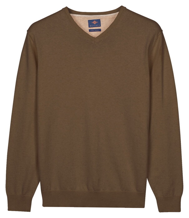 Baileys Uni Color V-Neck Pima Cotton Trui Donker Taupe