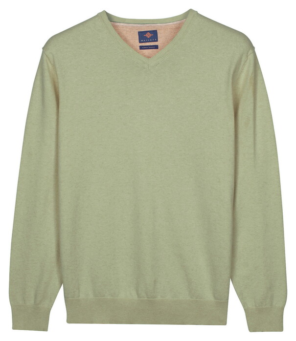 Baileys Uni Color V-Neck Pima Cotton Trui Misty Green