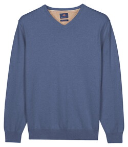 Baileys Uni Color V-Neck Pima Cotton Trui Riviera Blue