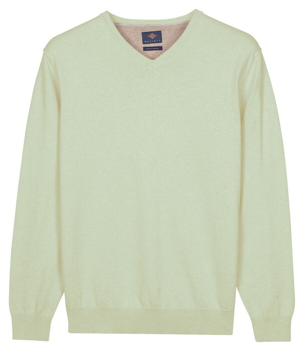 Baileys Uni Color V-Neck Pima Cotton Trui Soft Green