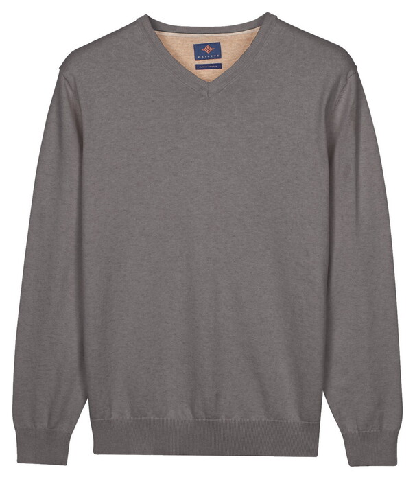 Baileys Uni Color V-Neck Pima Cotton Trui Steel Grey