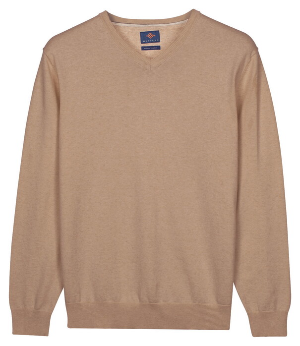 Baileys Uni Color V-Neck Pima Cotton Trui Taupe