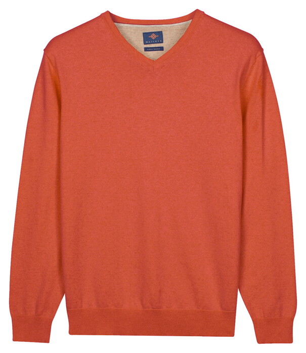 Baileys Uni Color V-Neck Pima Cotton Trui Terra