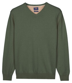 Baileys Uni Color V-Neck Pima Cotton Trui Thyme Green