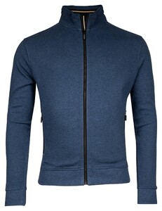 Baileys Uni Color Waffle Texture Interlock Sweat Zip Vest Deep Denim Blue