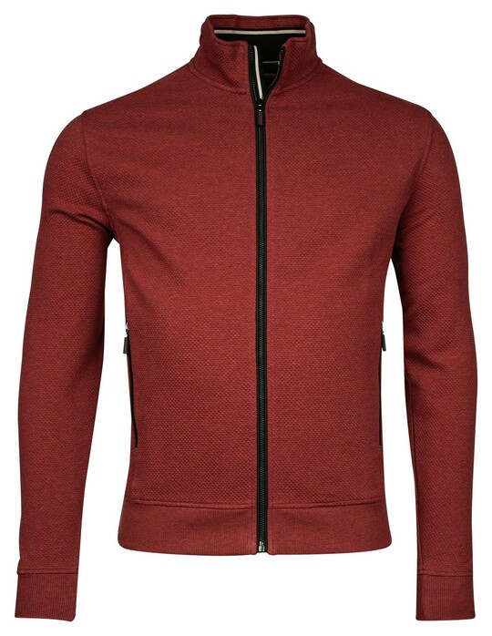 Baileys Uni Color Waffle Texture Interlock Sweat Zip Vest Deep Red