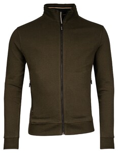 Baileys Uni Color Waffle Texture Interlock Sweat Zip Vest Donker Groen