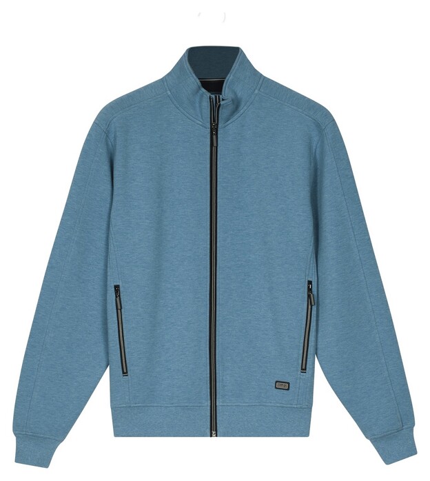 Baileys Uni Color Zipped Sweat Cardigan Fine Texture Piqué Interlock Vest Sky Blue