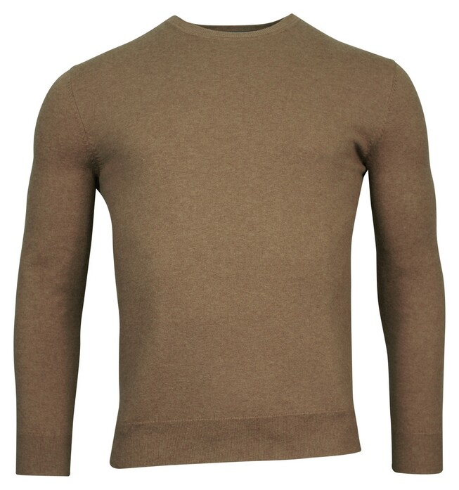 Baileys Uni Crew Neck Single Knit Pima Cotton Trui Donker Zand