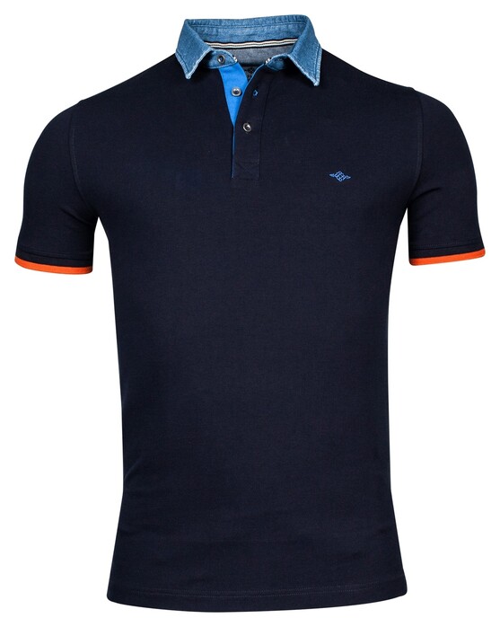 Baileys Uni Denim Collar Piqué Polo Navy