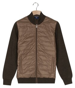 Baileys Uni Fine Texture Cotton Fullzip Horizontal Quilted Cardigan Brown