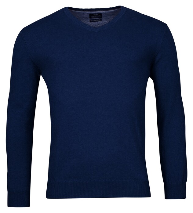 Baileys Uni V-Neck Cotton Single Knit Trui Cobalt