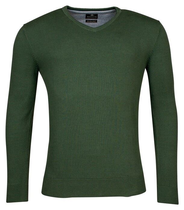 Baileys Uni V-Neck Cotton Single Knit Trui Donker Groen