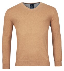Baileys Uni V-Neck Cotton Single Knit Trui Donker Zand